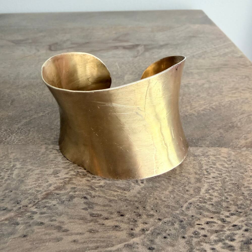 Sterling Silver Gold Tone Cuff Bracelet - 1.7 ounces - stamped 925